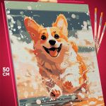 Картина по номерам Собака Корги на пляже 40x50