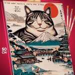 Картина по номерам Кот Япония Азия 40x50