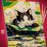 Картина по номерам Кот и кувшинки 40x50