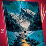 Картина по номерам Пейзаж лесной природа горы олень 40x50