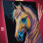 Картина по номерам Животные Конь Лошадь радужный 40x50