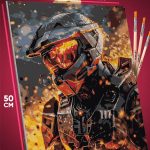 Картина по номерам Halo Игра Мастер Чиф 40x50