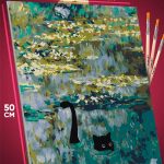 Картина по номерам Котики живопись пруд с кувшинками 40x50