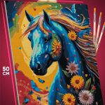 Картина по номерам Лошади конь радужный 40x50