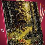 Картина по номерам Пейзаж летний природа лес березы 40x50
