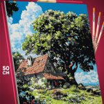 Картина по номерам Пейзаж летний природа дом дерево 40x50