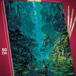 Картина по номерам Пейзаж лето природа девушка лодка водопад 40x50