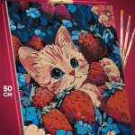 Картина по номерам Котики и клубника милые 40x50