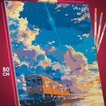 Картина по номерам Пейзаж летний природа поезд закат 40x50