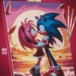 Картина по номерам Sonic мультфильм Еж Соник и Эми Роуз 40x50