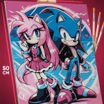 Картина по номерам Sonic мультфильм Еж Соник и Эми Роуз 40x50
