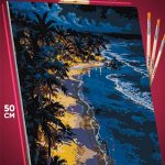 Картина по номерам Пейзаж лето природа ночь пляж море пальмы 40x50