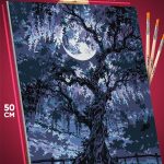 Картина по номерам Пейзажи ночь сакура луна 40x50