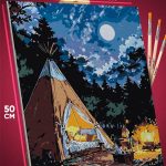 Картина по номерам Пейзаж летний природа ночь кемпинг лес 40x50