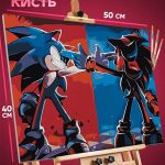 Картина по номерам Sonic мультфильм Еж Соник и Шэдоу 40x50
