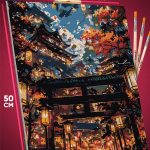 Картина по номерам Пейзажи храм фонари 40x50