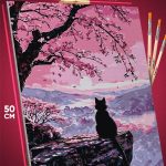 Картина по номерам Котики Япония сакура 40x50