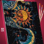 Картина по номерам Абстракция солнце луна космос 40x50
