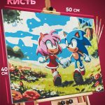 Картина по номерам Sonic мультфильм Еж Соник и Эми Роуз 40x50