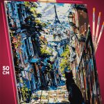 Картина по номерам Пейзаж летний кот Париж 40x50