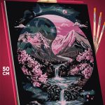 Картина по номерам Абстракция Инь Ян пейзаж водопад Япония 40x50