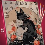 Картина по номерам Котики Япония 40x50