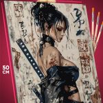Картина по номерам Самурай Япония девушка 40x50