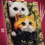 Картина по номерам Котики белый рыжий черный 40x50