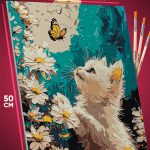 Картина по номерам Котики и бабочка 40x50