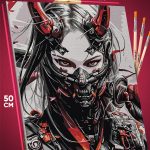 Картина по номерам Самурай Япония девушка 40x50