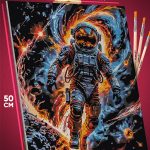 Картина по номерам Абстракция космонавт 40x50