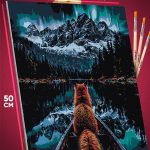 Картина по номерам Пейзаж лесной природа лиса река горы 40x50