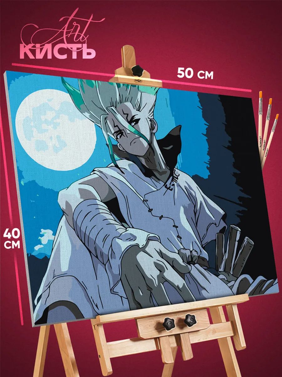 7527595295.jpg Картина по номерам Доктор Стоун Аниме Сэнку 40x50 — изображение 1