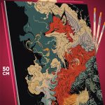 Картина по номерам Животные Арт Лиса живопись Япония 40x50