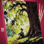 Картина по номерам Пейзаж летний природа парень под деревом 40x50