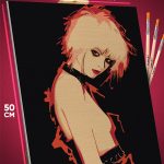 Картина по номерам Девушка Арт с чокером неон 40x50