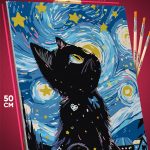 Картина по номерам Мем Котик Ван Гог 40x50