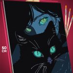 Картина по номерам Девушка Аниме-арт и кошка 40x50