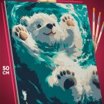 Картина по номерам Животные Белый медвежонок плавает 40x50