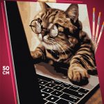 Картина по номерам Мем Котик за компьютером 40x50