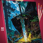 Картина по номерам Темная фэнтези пейзаж меч в камне 40x50