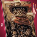 Картина по номерам Мем Котик ковбой 40x50