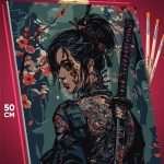 Картина по номерам Самурай Япония девушка 40x50