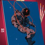 Картина по номерам Абстракция космонавт 40x50