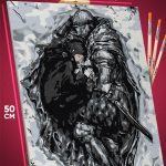 Картина по номерам Темная фэнтези рыцарь и девушка в снегу 40x50