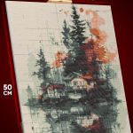 Алмазная мозаика Пейзажи Дома в лесу абстракция 40x50