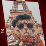 Алмазная мозаика Кот в Париже 40x50