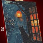 Алмазная мозаика Кот дождь аниме Япония 40x50