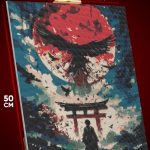 Алмазная мозаика Самурай Ночь тории вороны луна 40x50