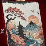 Алмазная мозаика Пейзажи Храм Сакура Горы 40x50